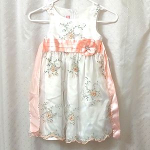 🖤Rosenau dress, white & peach, size 4T